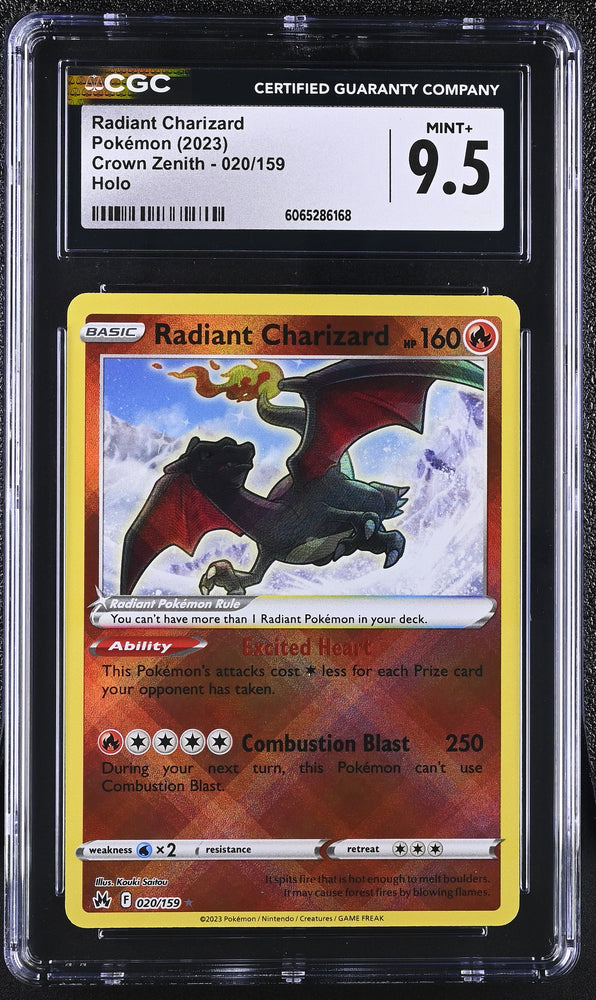 Pokemon Radiant Charizard Holo 2023 SW&SH Crown Zenith 020/159 CGC Mint+ 9.5