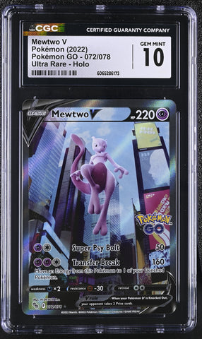 Pokemon Mewtwo V Ultra Rare Holo 2022 Pokemon GO 072/078 CGC Gem Mint 10