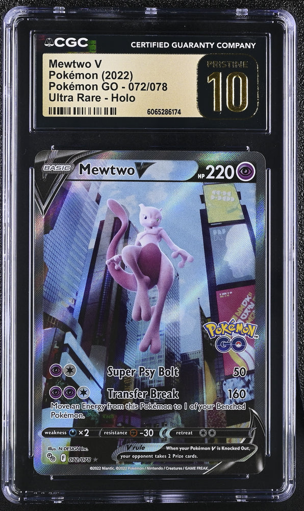 Pokemon Mewtwo V Ultra Rare 🔥POP 98🔥 Holo Pokemon Go 072/078 CGC Pristine 10