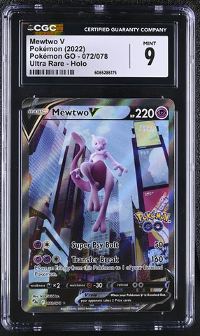 Pokemon Mewtwo V Ultra Rare Holo 2022 Pokemon GO 072/078 CGC Mint 9