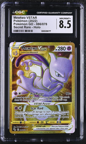 Pokemon Mewtwo VSTAR Secret Rare Holo 2022 Pokemon GO 086/078 CGC NM/Mint+ 8.5