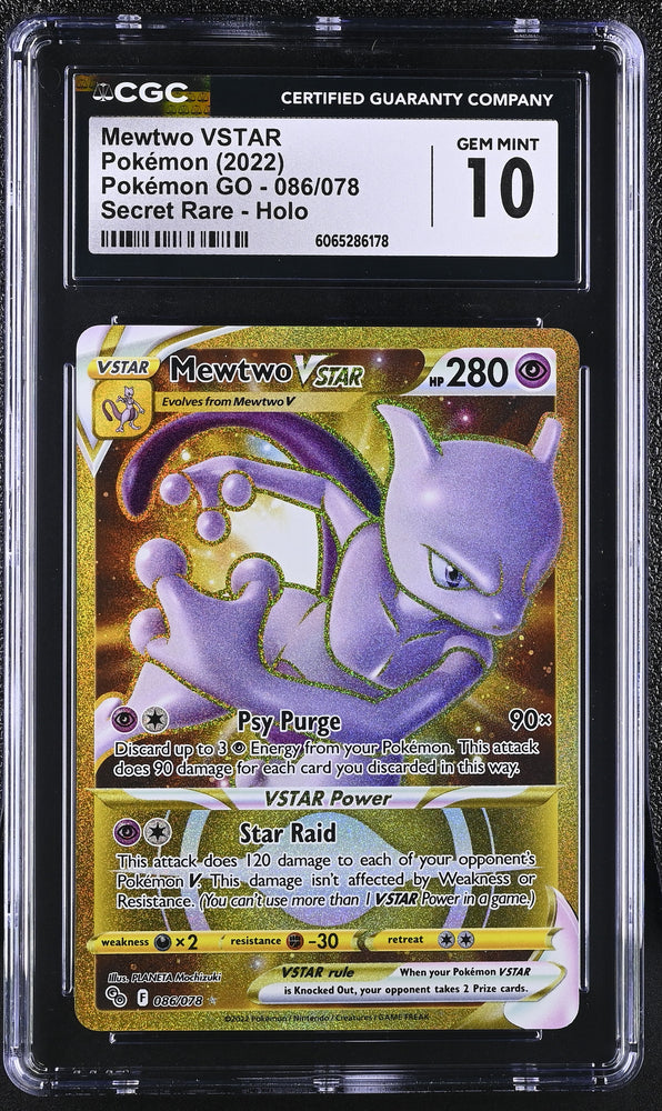 Pokemon Mewtwo VSTAR Secret Rare Holo 2022 Pokemon GO 086/078 CGC Gem Mint 10