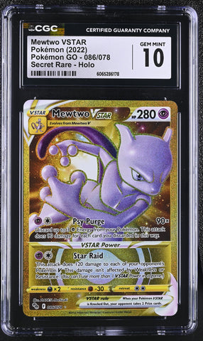 Pokemon Mewtwo VSTAR Secret Rare Holo 2022 Pokemon GO 086/078 CGC Gem Mint 10