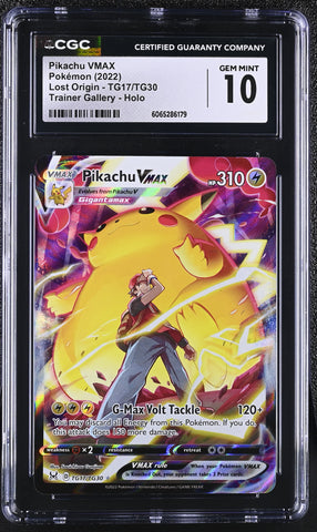 Pokemon Pikachu VMAX Trainer Gallery Holo 2022 Lost Origin TG17 CGC Gem Mint 10