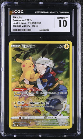 Pokemon Pikachu Trainer Gallery Holo 2022 Lost Origin TG05 CGC Gem Mint 10 Pokemon Card