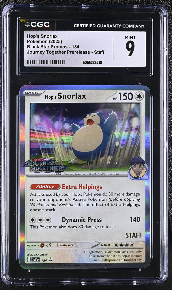 Pokemon Hop's Snorlax Journey Together Prerelease Staff 184 CGC Mint 9