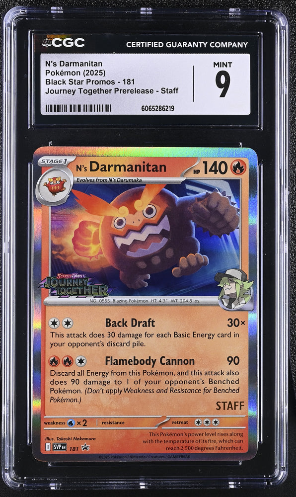 Pokemon N's Darmanitan Journey Together Prerelease Staff 181 CGC Mint 9