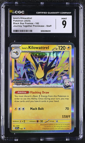 Pokemon Iono's Kilowattrel Journey Together Prerelease Staff 182 CGC Mint 9