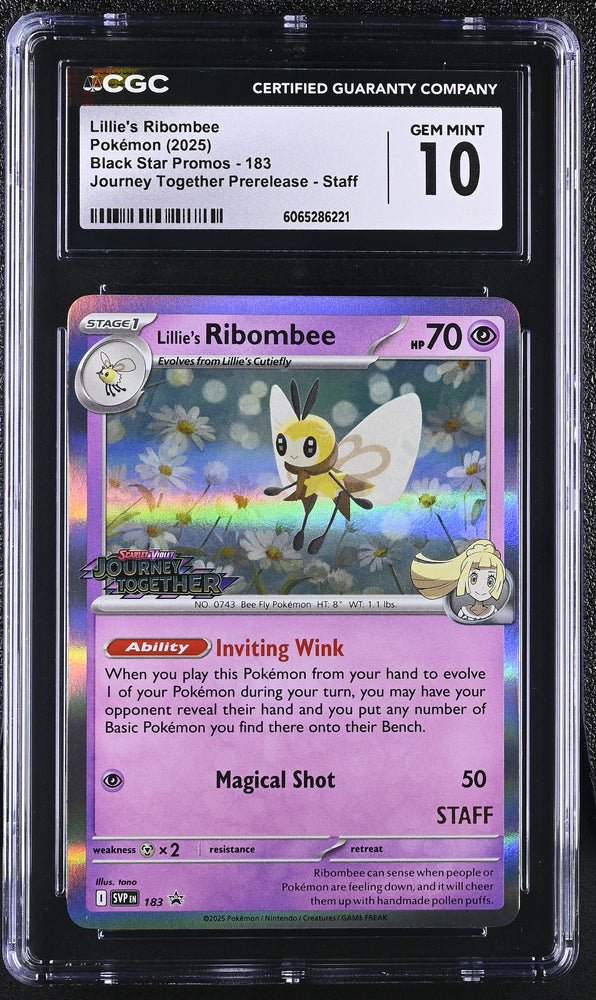 Pokemon Lillie's Ribombee Journey Together Prerelease Staff 183 CGC Gem Mint 10