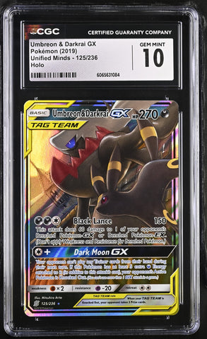 Pokemon Umbreon & Darkrai GX Tag Team 2019 S&M Unified Minds 125/236 CGC Gem Mint 10