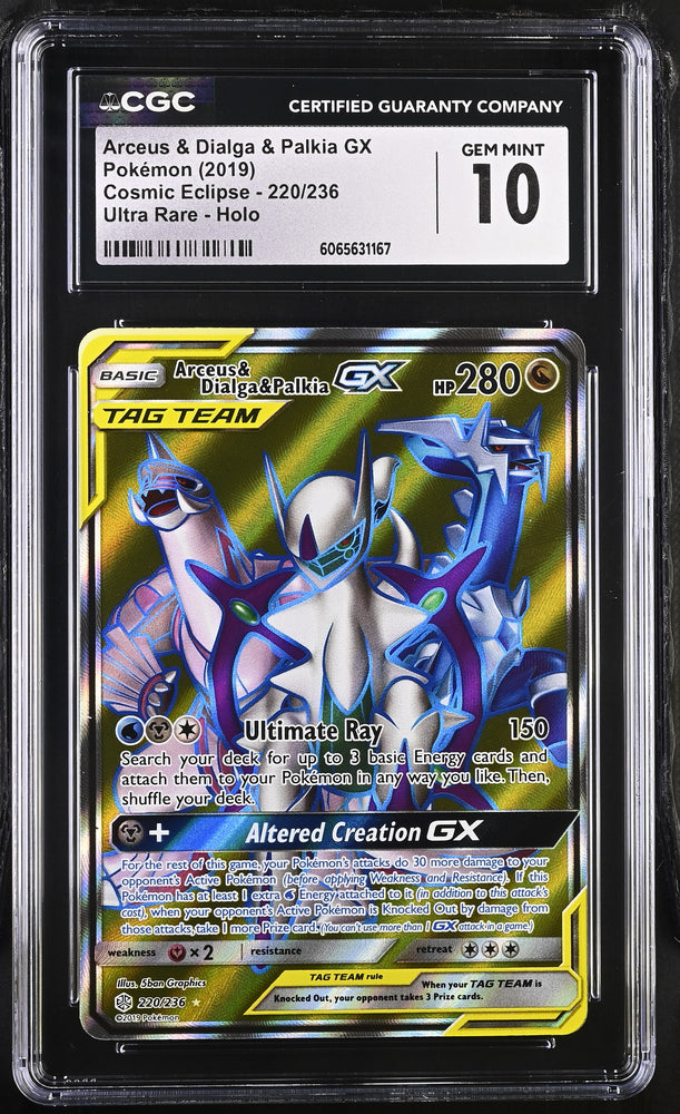 Pokemon Arceus & Dialga & Palkia GX 🔥POP 38🔥 Cosmic Eclipse 220/236 CGC 10