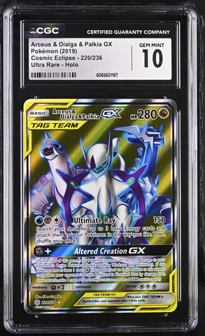 Pokemon Arceus & Dialga & Palkia GX 🔥POP 38🔥 Cosmic Eclipse 220/236 CGC 10
