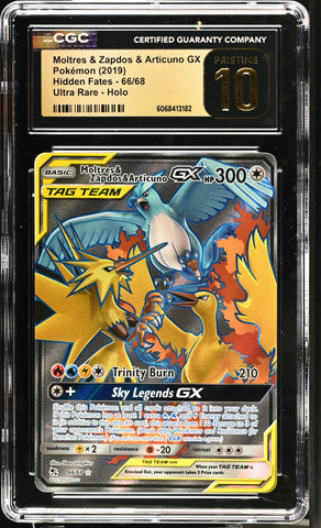 Pokemon Moltres & Zapdos & Articuno GX Hidden Fates 66/68 CGC Pristine 10