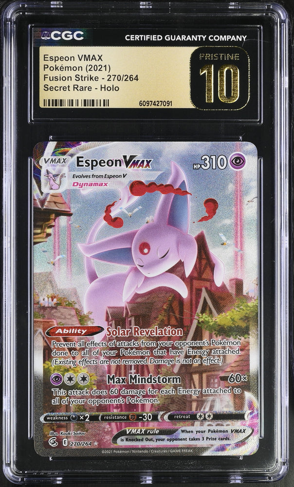 Pokemon Espeon VMax ??POP 157??Secret Rare Fusion Strike 270/264 CGC Pristine 10