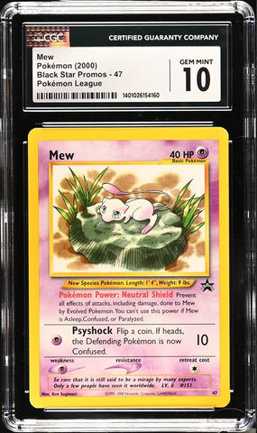 CGC 10 - 2000 WOTC Black Star Promo Mew # 47 Pokemon Card