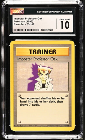 CGC 10 - 1999 Base Set Imposter Professor Oak 73/102 RARE Pokemon Card