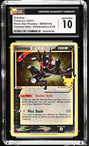 Pokemon Greninja Gold Star Promo 144 25th Anniversary Stamped CGC 10