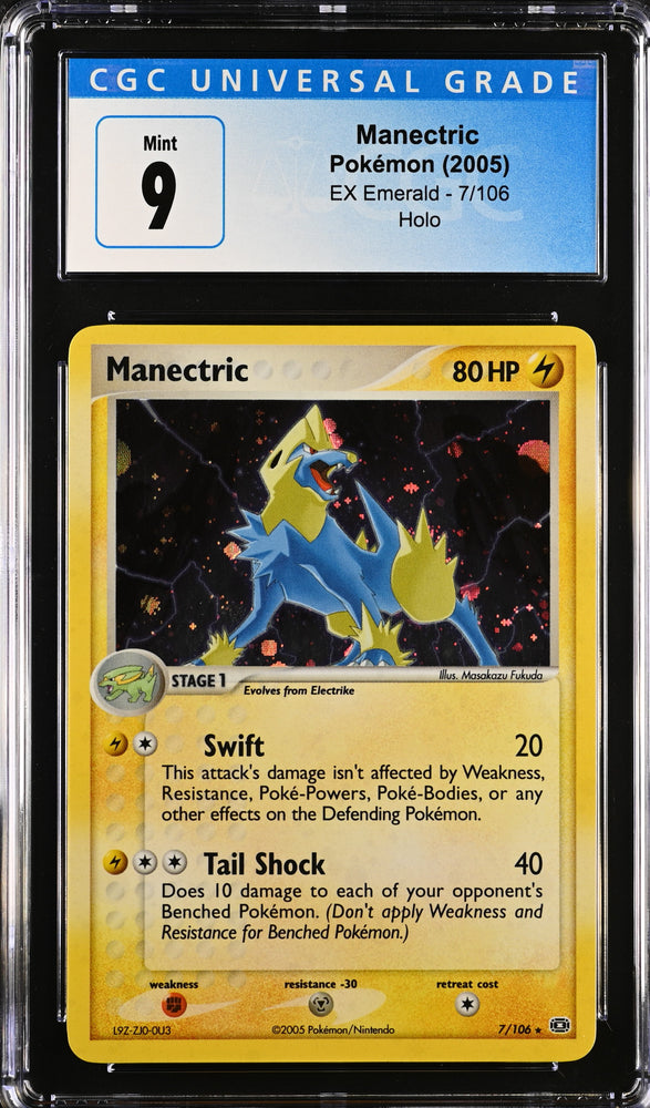 Pokemon Manectric Holo 🔥POP 42🔥 2005 EX Emerald 7/106 CGC Mint 9 Pokemon Card