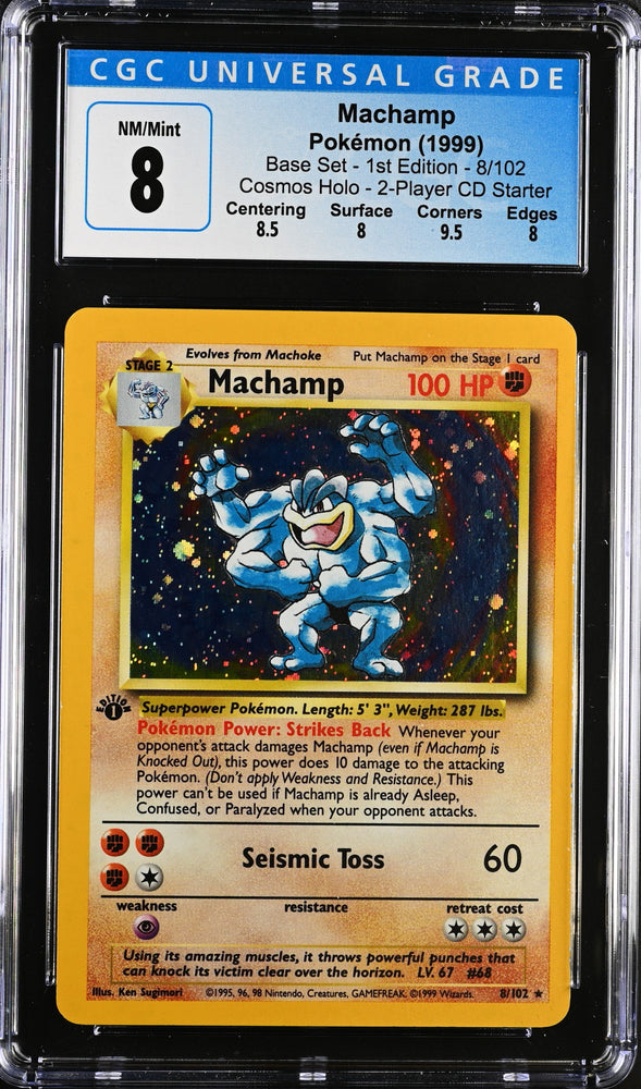Pokemon 1st Edition Base Set Machamp Holo 8/102 - CGC 8 NM/MT w/ Sub-Grades