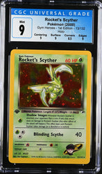 CGC 9 MINT - 2000 Gym Heros Rocket's Scyther 13/132 1ST EDITION HOLO SWRIL