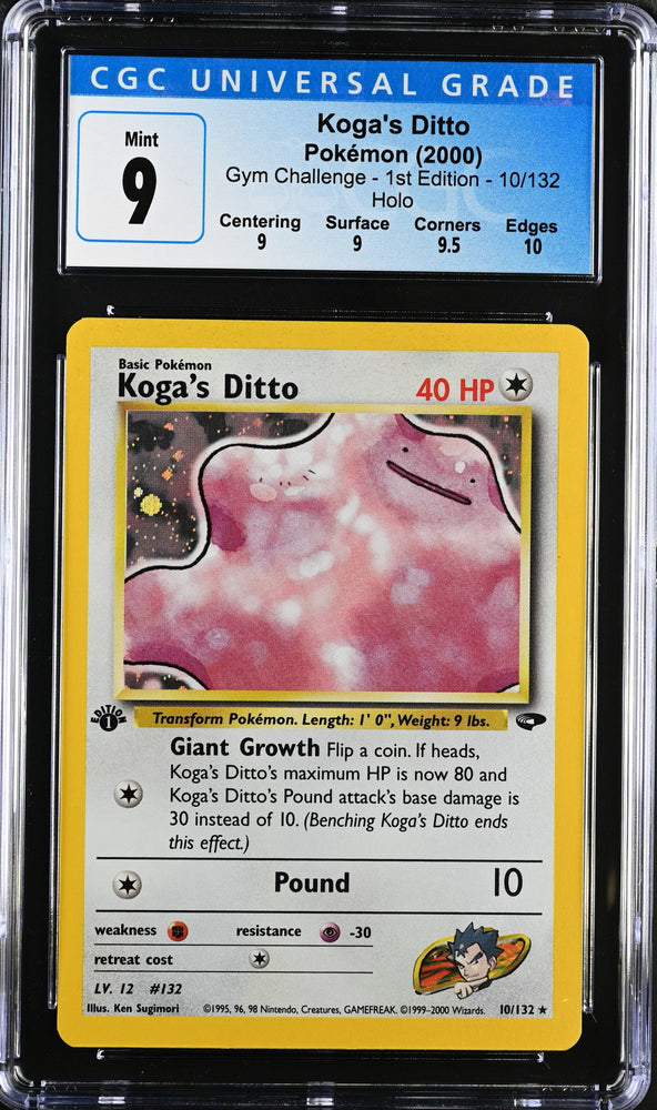 Pokemon 1st Edition Gym Challenge Koga's Ditto Holo 10/132 - CGC 9 MINT w/ Sub-Grades