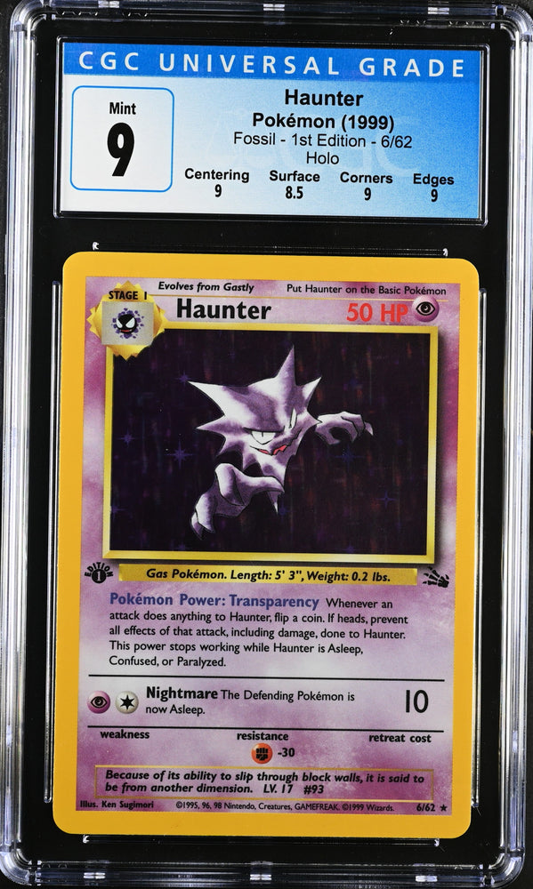 CGC 9 MINT - 1999 Fossil Haunter 6/62 1ST EDITION HOLO