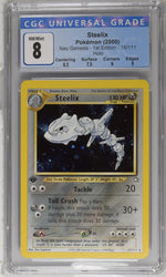 CGC 8 NM/MT - 2000 Neo Genesis Steelix 15/111 1ST EDITION HOLO SWIRL