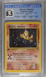 Pokemon 1st Edition Swirl Gym Heros Blaine's Moltres 1/132 - CGC 8.5 NM-MT+ w/ Sub-Grades