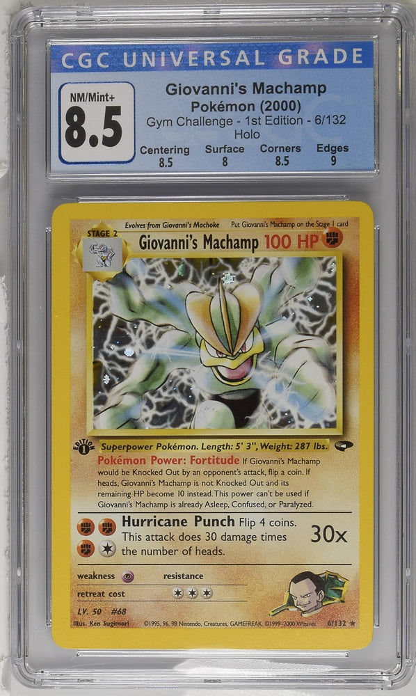 CGC 8.5 NM/MT+ - 2000 Gym Challenge Giovanni's Machamp 6/132 1ST EDITION HOLO