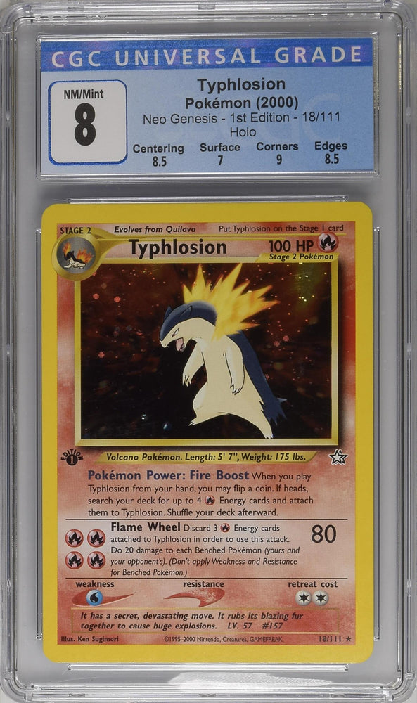 Pokemon 1st Edition Neo Genesis Typhlosion 18/111 - CGC 8 NM-MT w/ Sub-Grades
