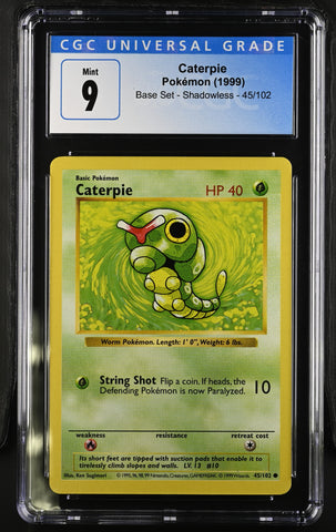 Pokemon Caterpie Shadowless Base Set 45/102 CGC Mint 9