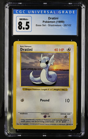 Pokemon Dratini Shadowless Base Set 26/102 CGC Nm/mint+ 8.5
