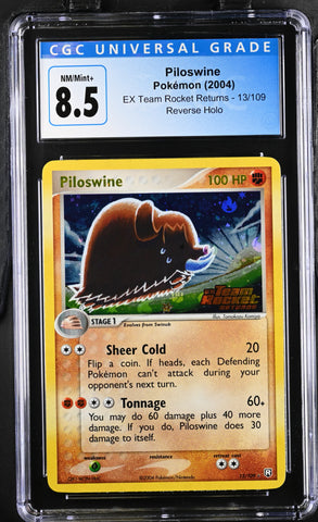 Pokemon Piloswine Reverse Holo 🔥POP 11🔥 2004 ex Team Rocket Returns 13/109 CGC NM/Mint+ 8.5 Pokemon Card