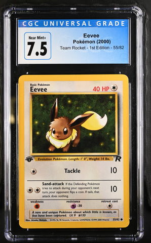 Pokemon Eevee Team Rocket - 1st Ed. 55/82 CGC Near Mint+ 7.5