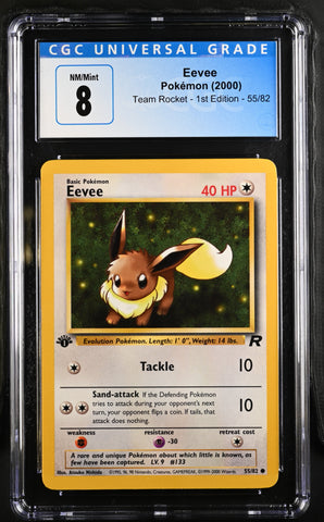 Pokemon Eevee Team Rocket - 1st Ed. 55/82 CGC Nm/mint 8