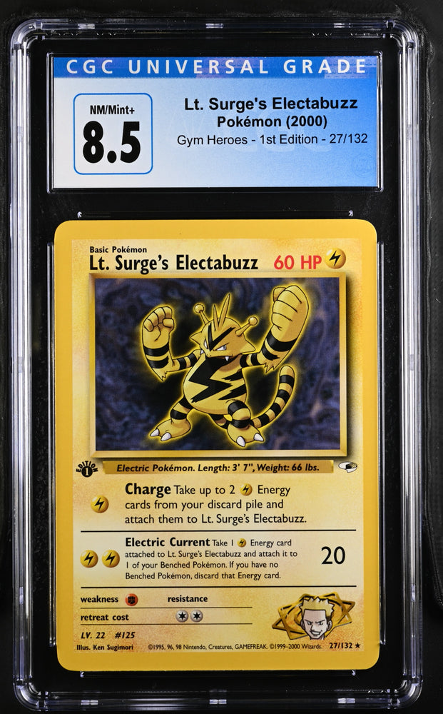 Pokemon Lt. Surge's Electabuzz Gym Heroes - 1st Ed. 27/132 CGC Nm/mint+ 8.5