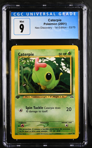 Pokemon Caterpie Neo Discovery - 1st Ed. 53/75 CGC Mint 9