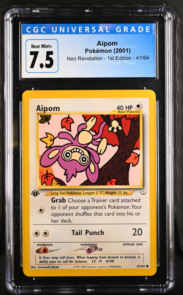 Pokemon Aipom Neo Revelation - 1st Ed. 41/64 CGC Near Mint+ 7.5