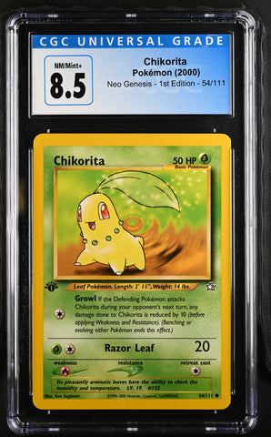 Pokemon Chikorita Neo Genesis - 1st Ed. 54/111 CGC Nm/mint+ 8.5
