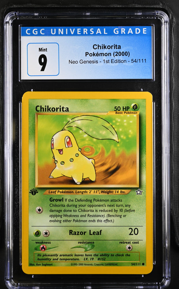 Pokemon Chikorita Neo Genesis - 1st Ed. 54/111 CGC Mint 9