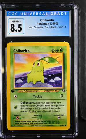 Pokemon Chikorita Neo Genesis - 1st Ed. 53/111 CGC Nm/mint+ 8.5