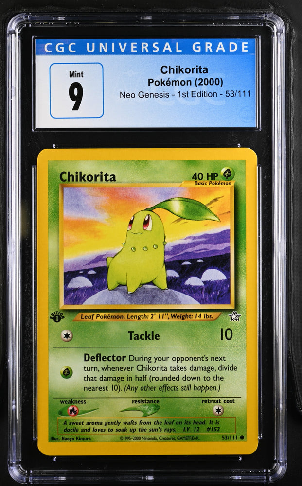 Pokemon Chikorita Neo Genesis - 1st Ed. 53/111 CGC Mint 9