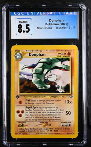 Pokemon Donphan Neo Genesis - 1st Ed. 21/111 CGC Nm/mint+ 8.5