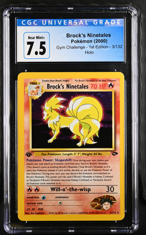 Pokemon 1st Edition Gym Challenge Brock's Ninetales 3/132 - CGC 7.5 NM+ w/ Sub-Grades