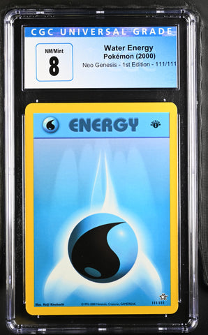 Pokemon Water Energy Neo Genesis - 1st Ed. 111/111 CGC Nm/mint 8