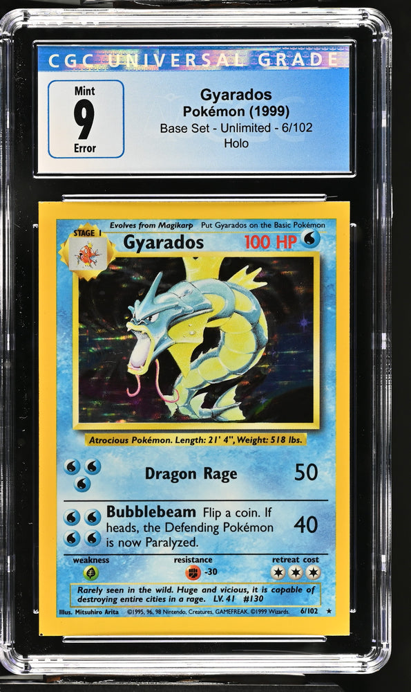 Pokemon Gyarados Holo Rare Square Cut Error Base Set 6/102