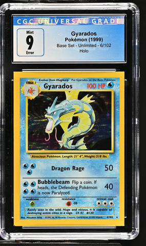 Pokemon Gyarados Holo Rare Square Cut Error Base Set 6/102