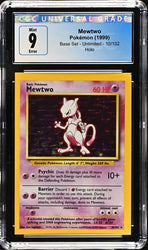 CGC 9 - 1999 Mewtwo 10/102 ERROR Square Cut HOLO Base Set Pokemon Card