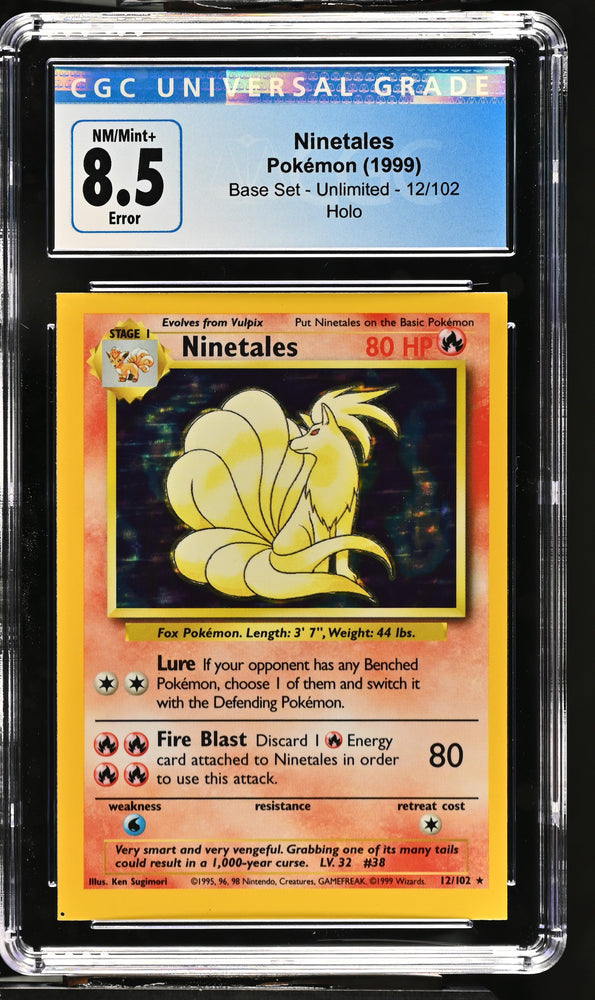 Pokemon Ninetales Holo Square Cut Error Base Set 12/102 CGC NM/Mint+ 8.5