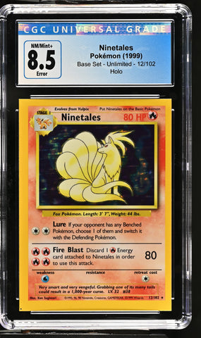 Pokemon Ninetales Holo Square Cut Error Base Set 12/102 CGC NM/Mint+ 8.5